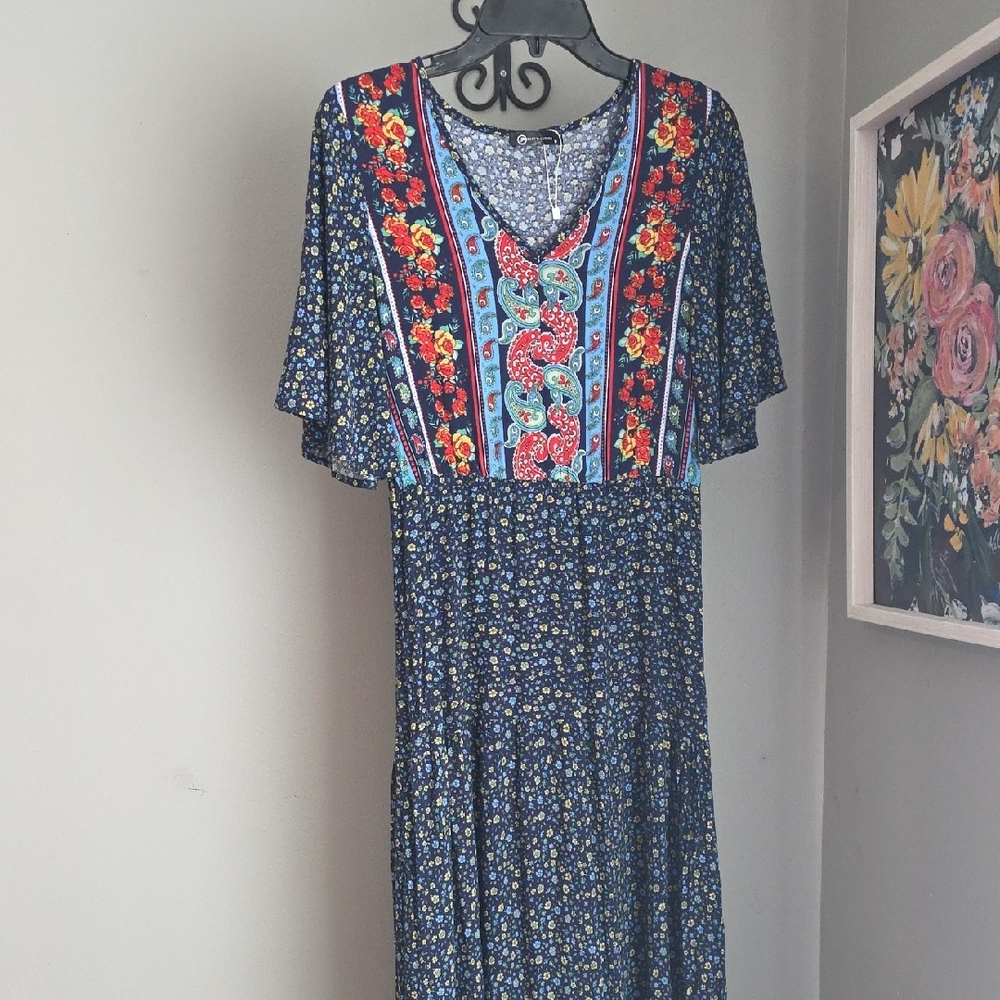 Boho Floral Maxi Dress Size Medium